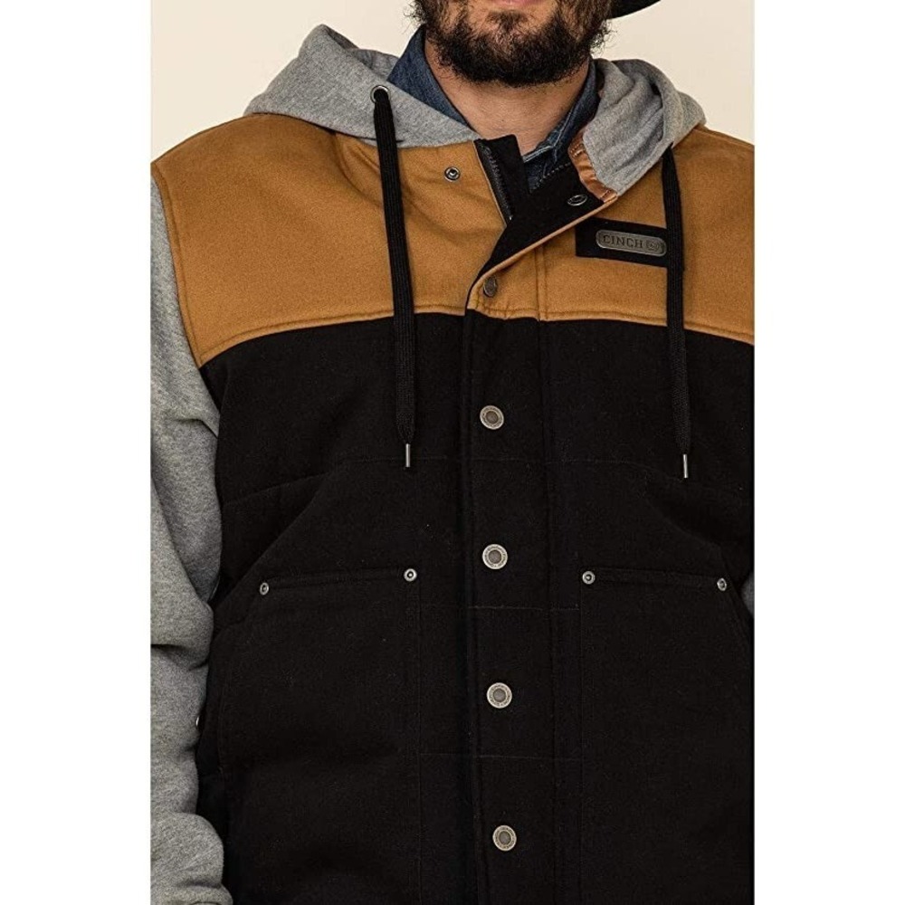 Cinch (Medium) Western Cowboy Jacket Men's Color Blocked Zip‎ Hoodie Coat - NWT